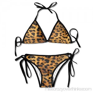 Cheetah Texture Pattern Women's Sexy Bikini Set Swimsuit Bathing Suit Halterneck Triangle Swimwear B07DZRDD6R